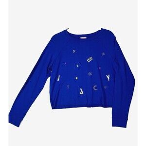 Women's Juicy Couture Royal Blue Detail  Sweatshirt Long Sleeve Pullover Sz L